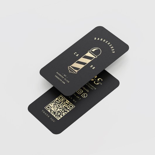 Barbershop Haircut Haarstylist Barber's Pole Black Visitekaartje