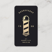 Barbershop Haircut Haarstylist Barber's Pole Black Visitekaartje (Voorkant)
