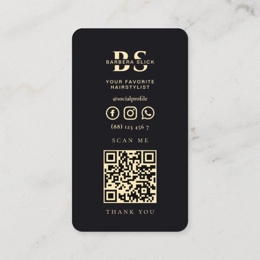 Barbershop Haircut Haarstylist Barber's Pole Black Visitekaartje (Achterkant)