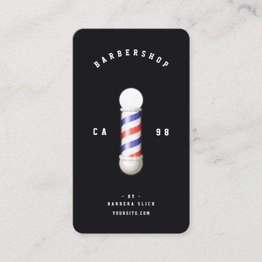Barbershop Haircut Haarstylist Barber's Pole Visitekaartje (Voorkant)