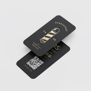 Barbershop Haircut Haarstylist Gold Barber's Pole Visitekaartje