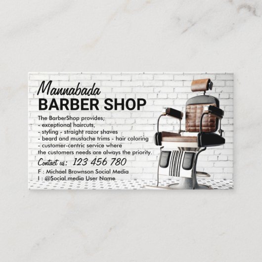 Barbershop hipster salon visitekaartje (Voorkant)