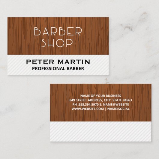 Barbershop Hout en Stripes Visitekaartje (Voorkant / Achterkant)
