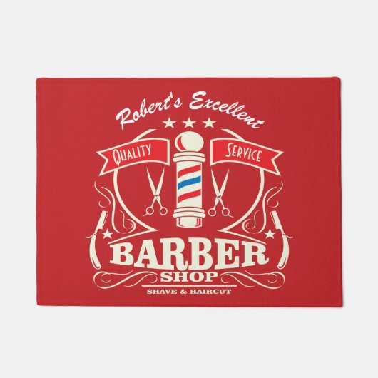 Barbershop ingang van deur van mat Retro Red (Voorkant)