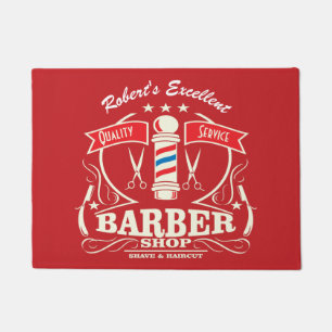 Barbershop ingang van klep retro Red Deurmat