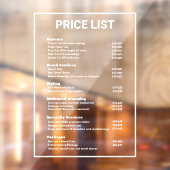 Barbershop Kapperszaak Prijzenlijst Service Menu  Raamsticker (Vel 2)