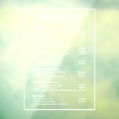 Barbershop Kapsalon Prijslijst Service Menu  Raamsticker (Vel 3)