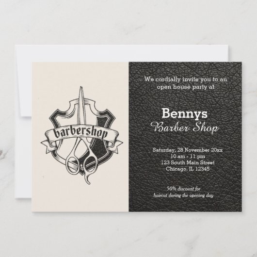 Barbershop leder open dag kaart (Voorkant)