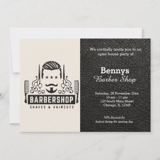 Barbershop leder open dag kaart (Voorkant)