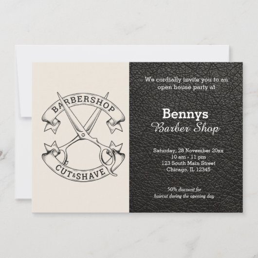 Barbershop leder open dag kaart (Voorkant)