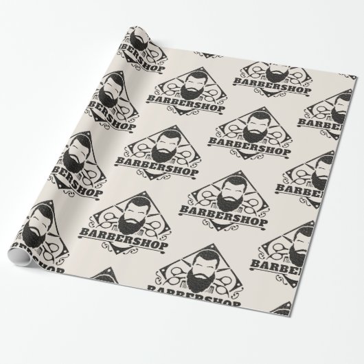 Barbershop leerlook cadeaupapier (Uitgerold)