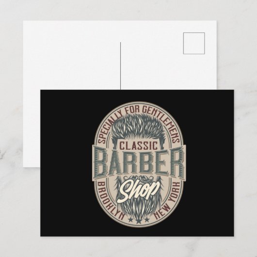  Barbershop Logo Briefkaart (Voorkant / Achterkant)