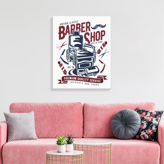  barbershop Logo Canvas Afdrukken (Insitu (Woonkamer))