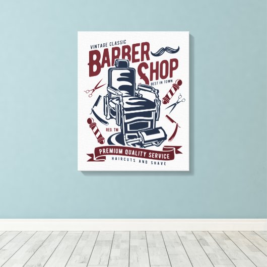 barbershop Logo Canvas Afdrukken (Insitu (Houten vloer))