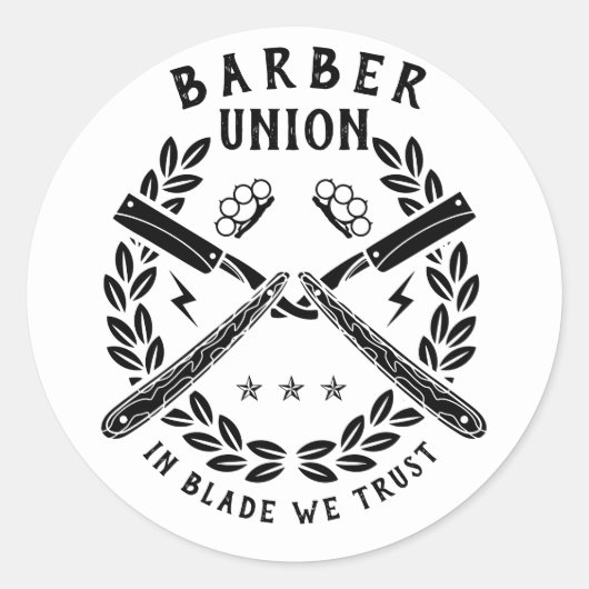 Barbershop-logo Ronde Sticker (Voorkant)