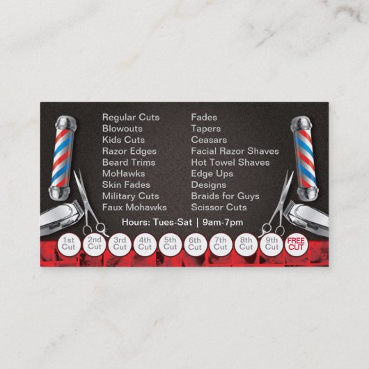 Barbershop Loyalty Kaart (Barberpool en clippers) Visitekaartje (Achterkant)