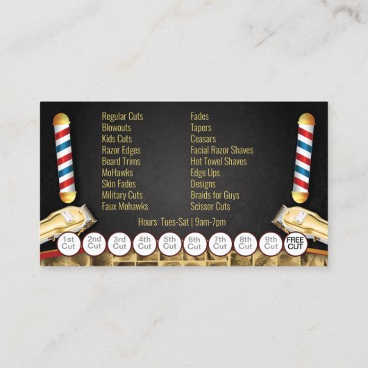 Barbershop Loyalty Kaart (Barberpool en clippers) Visitekaartje (Achterkant)