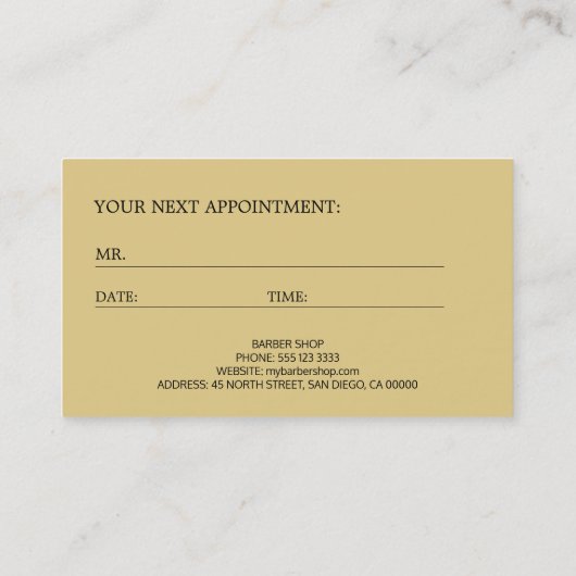 Barbershop luxe zwart logo afspraak sjabloon afsprakenkaartje (Achterkant)