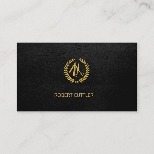 Barbershop luxe zwart logo afspraak sjabloon afsprakenkaartje (Voorkant)