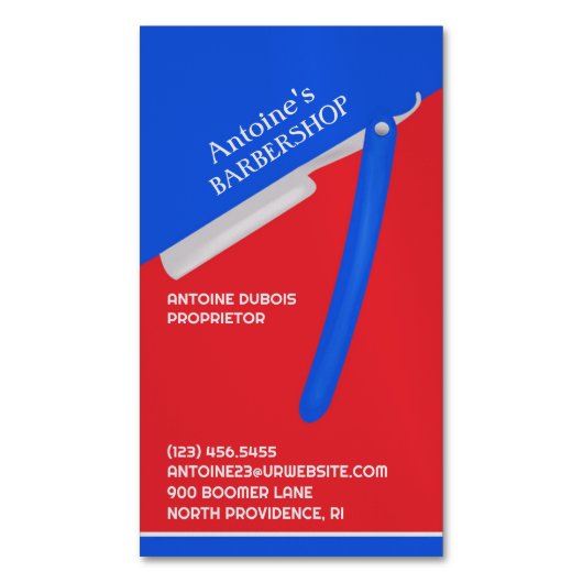 Barbershop Magnetisch Visitekaartje (Voorkant Verticaal)