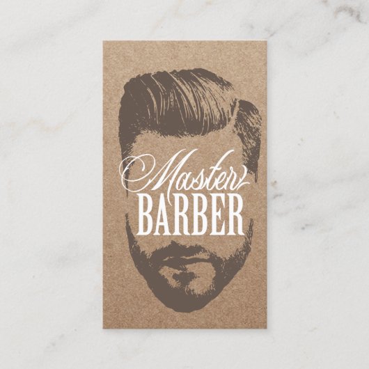 Barbershop Master Barber Rustic Kraft Hair #2 Visitekaartje (Voorkant)