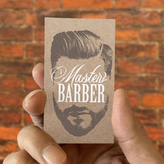 Barbershop Master Barber Rustic Kraft Hair #2 Visitekaartje