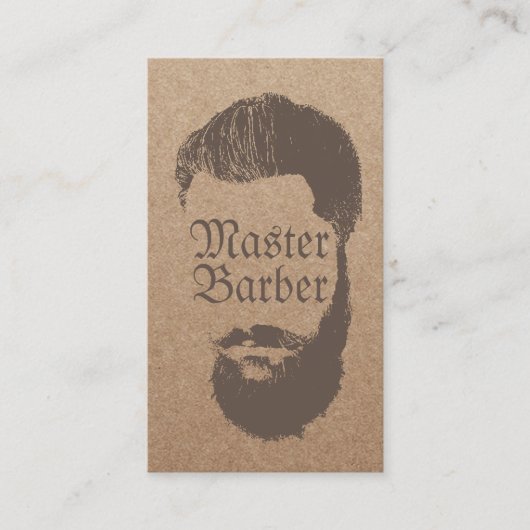 Barbershop Master Barber Rustic Kraft Hair Visitekaartje (Voorkant)