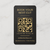 Barbershop Metallic Black Gold Barber Haircut  Visitekaartje (Achterkant)