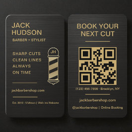 Barbershop Metallic Black Gold Barber Haircut  Visitekaartje