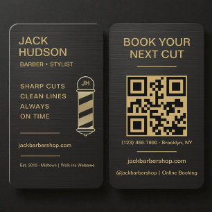 Barbershop Metallic Zwart Goud Kapperszaak Kapsel Visitekaartje