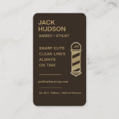 Barbershop Mocha Bruin Goud Kapper Kapsel QR Code Visitekaartje (Voorkant)