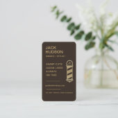 Barbershop Mocha Bruin Goud Kapper Kapsel QR Code Visitekaartje (Staand voorkant)