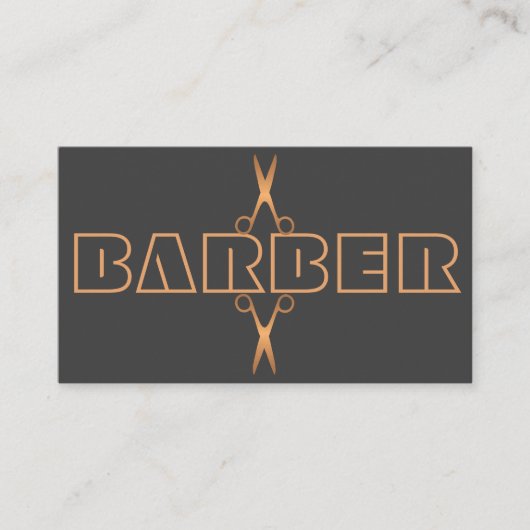 Barbershop modern koperscript grijs visitekaartje (Voorkant)