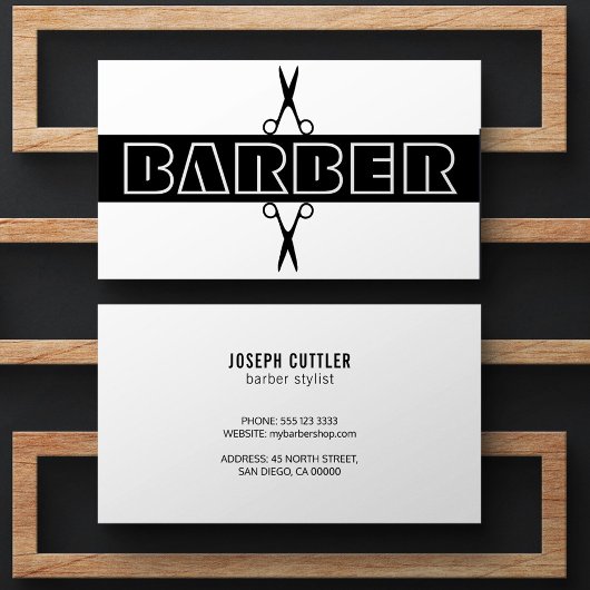 Barbershop modern zwart typografie Visitekaartje
