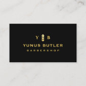 Barbershop Monogram Gouden Barber Pool Logo Visitekaartje (Voorkant)