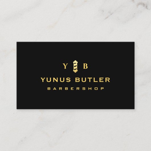 Barbershop Monogram Gouden Barber Pool Logo Visitekaartje (Voorkant)