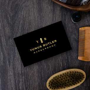 Barbershop Monogram Gouden Barber Pool Logo Visitekaartje