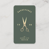 Barbershop Monogram Gouden Schaar Barber Groen Visitekaartje (Voorkant)