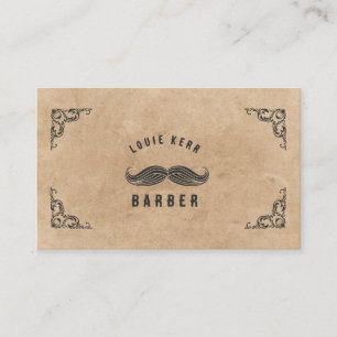  Barbershop Mustache haarstyliste Beige Visitekaartje