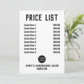 Barbershop of kapper prijslijst Kaart (Staand voorkant)