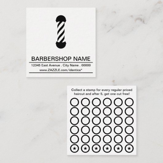 barbershop paal stempelkaart klantenkaartje (Voorkant / Achterkant)