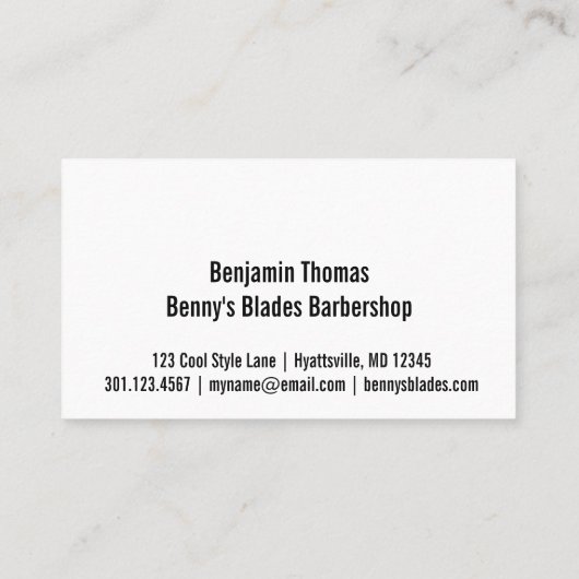 Barbershop Pole Zwart-wit Barber Visitekaartje (Achterkant)