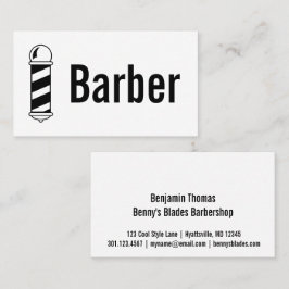 Barbershop Pole Zwart-wit Barber Visitekaartje
