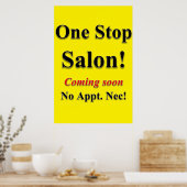 Barbershop Poster one Stop Salon binnenkort (Keuken)