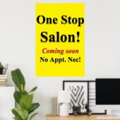 Barbershop Poster one Stop Salon binnenkort (Thuiskantoor)