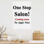 Barbershop Poster one Stop Salon binnenkort (Keuken)