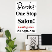 Barbershop Poster one Stop Salon binnenkort (Thuiskantoor)