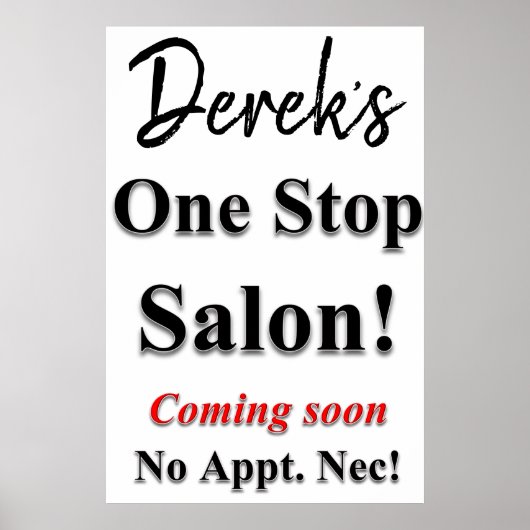 Barbershop Poster one Stop Salon binnenkort (Voorkant)