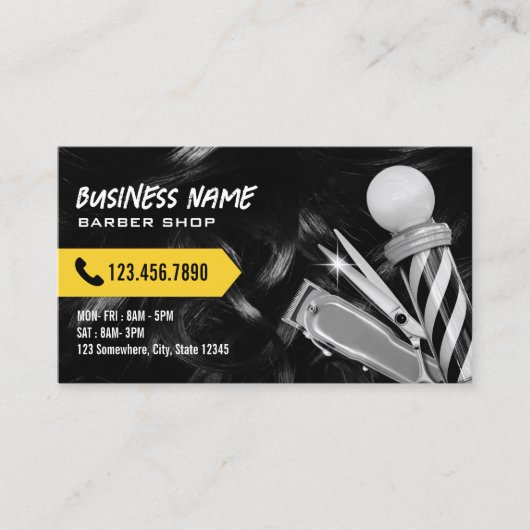Barbershop Professioneel Haar Clipper Barber Zwart Visitekaartje (Voorkant)