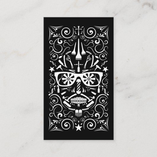 barbershop punk schedel klantenkaartje (Voorkant)